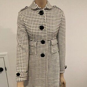 Vintage 1950's Banana Republic Jacket Plaid Black/White Diamond Print Lined Coat
